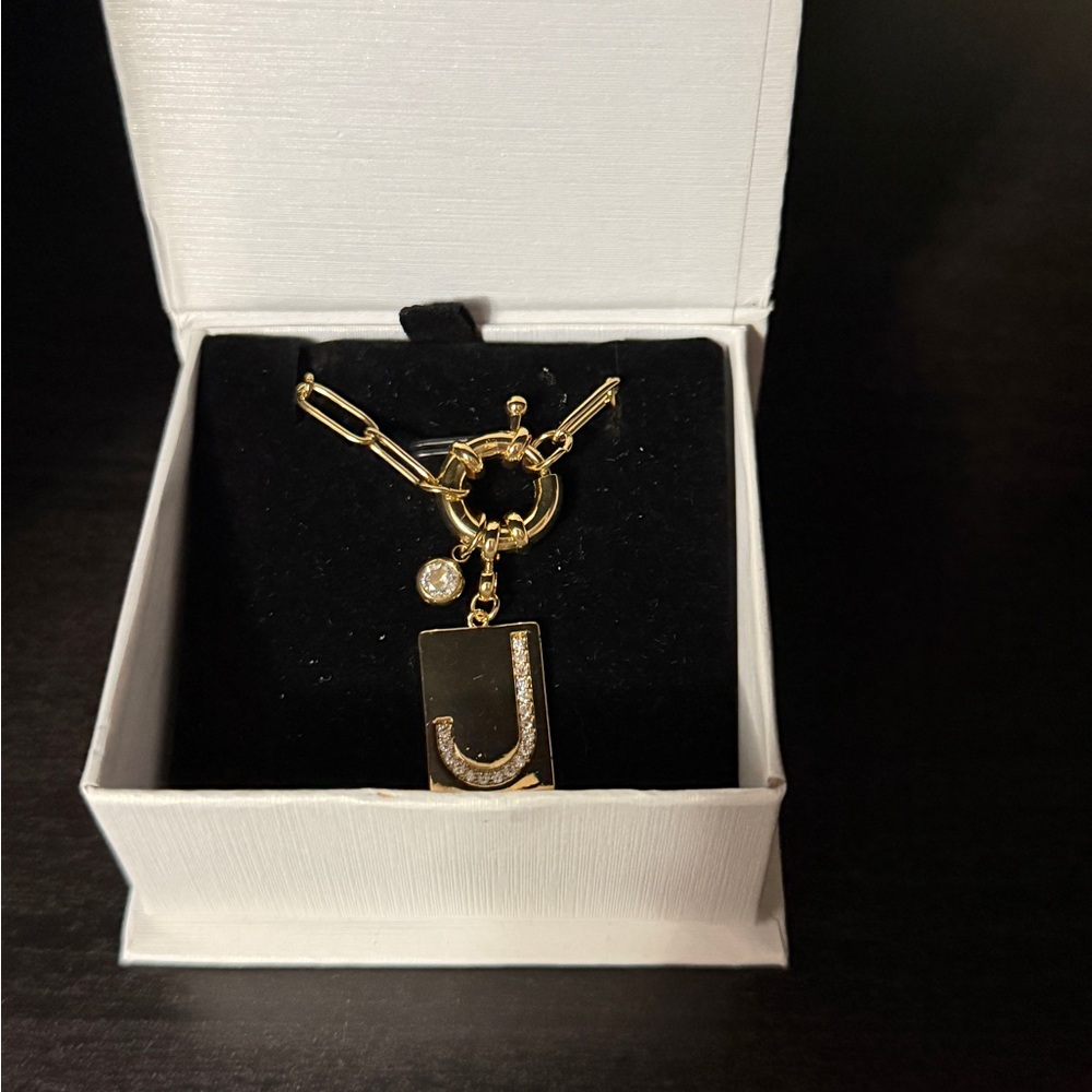 mint & lily Pave Initial J Pendant Necklace NWT